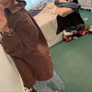 Brown Velvet Vintage Unisex Button Down